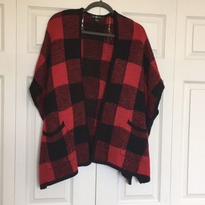 Red plaid poncho